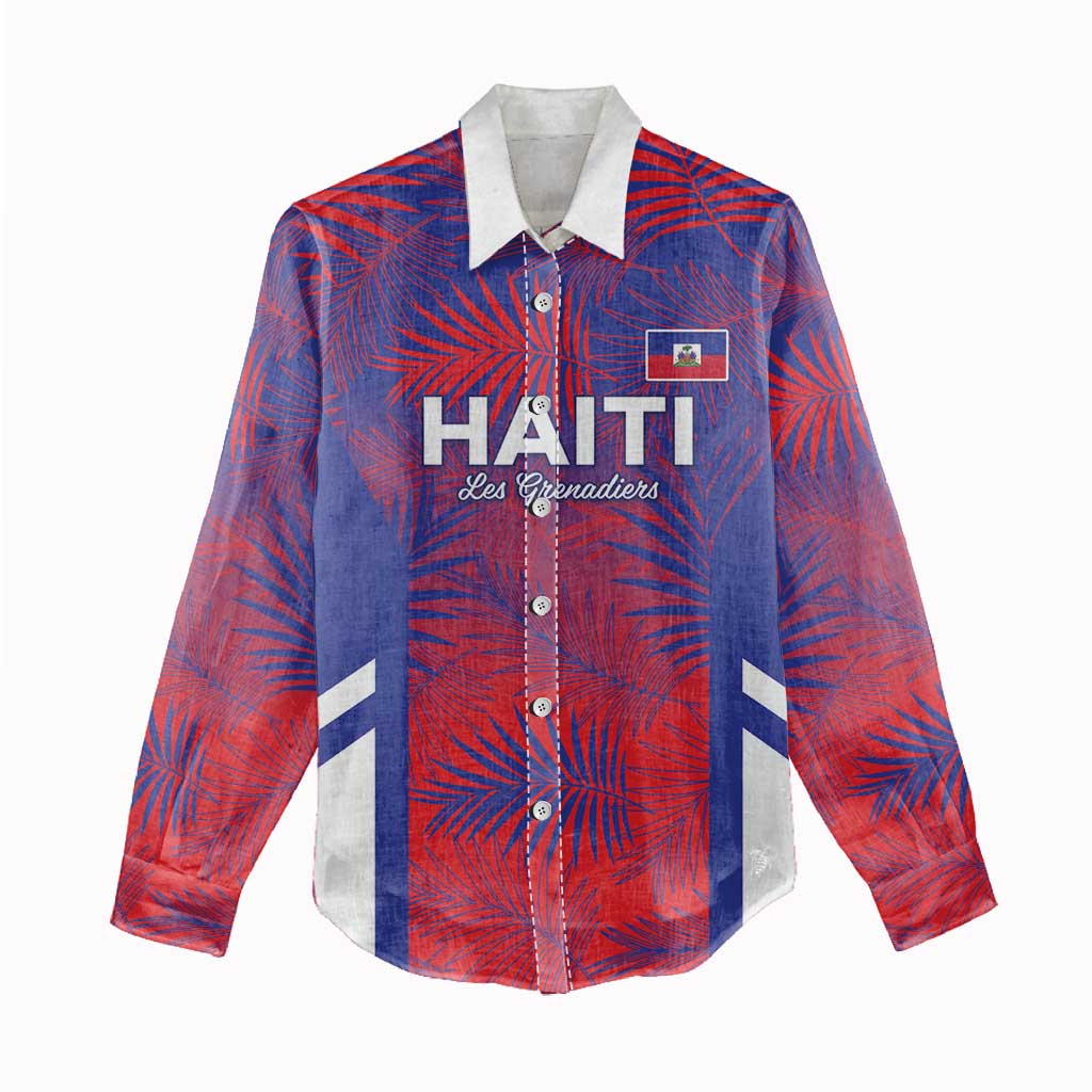 Custom Les Grenadiers Haiti Football Women Casual Shirt Tropical Vibes - Wonder Print Shop