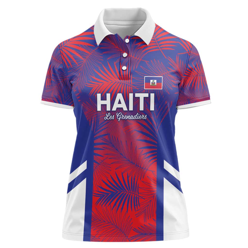 Custom Les Grenadiers Haiti Football Women Polo Shirt Tropical Vibes - Wonder Print Shop