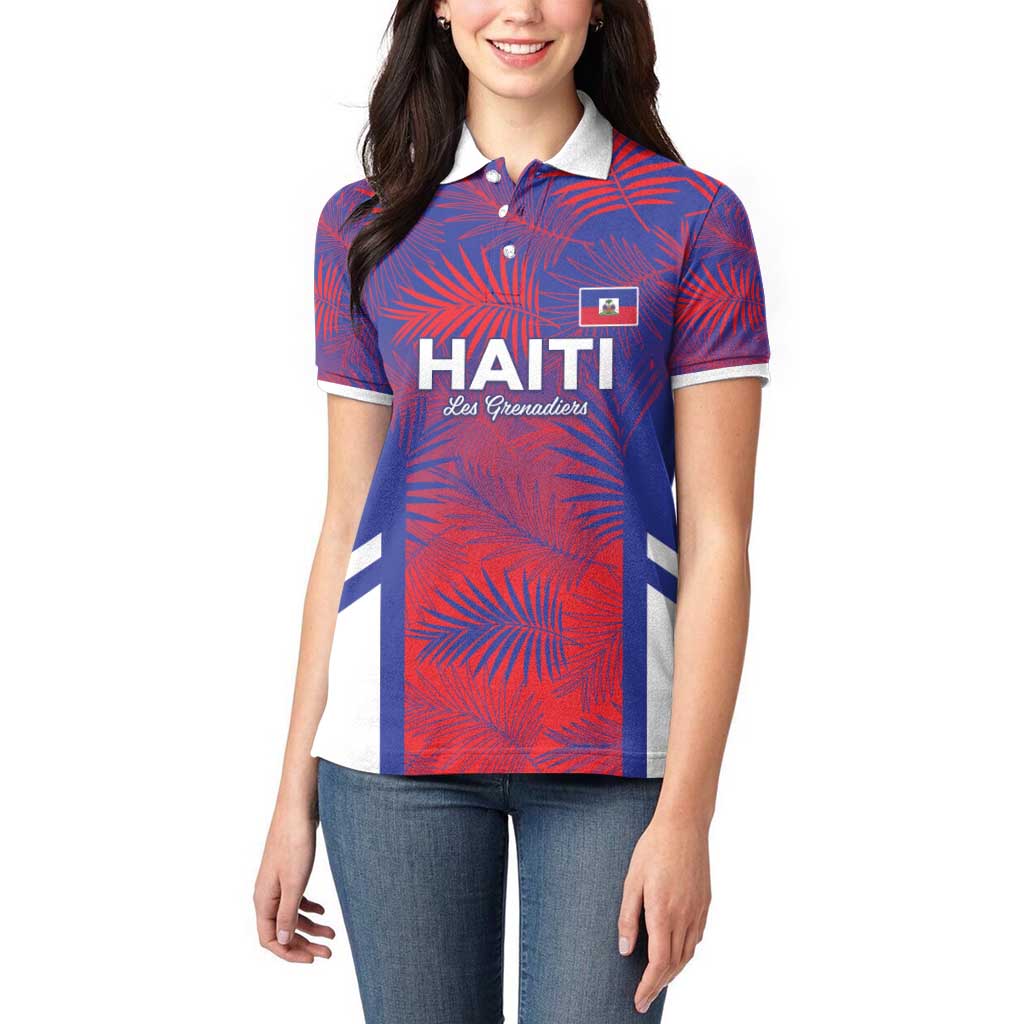 Custom Les Grenadiers Haiti Football Women Polo Shirt Tropical Vibes - Wonder Print Shop