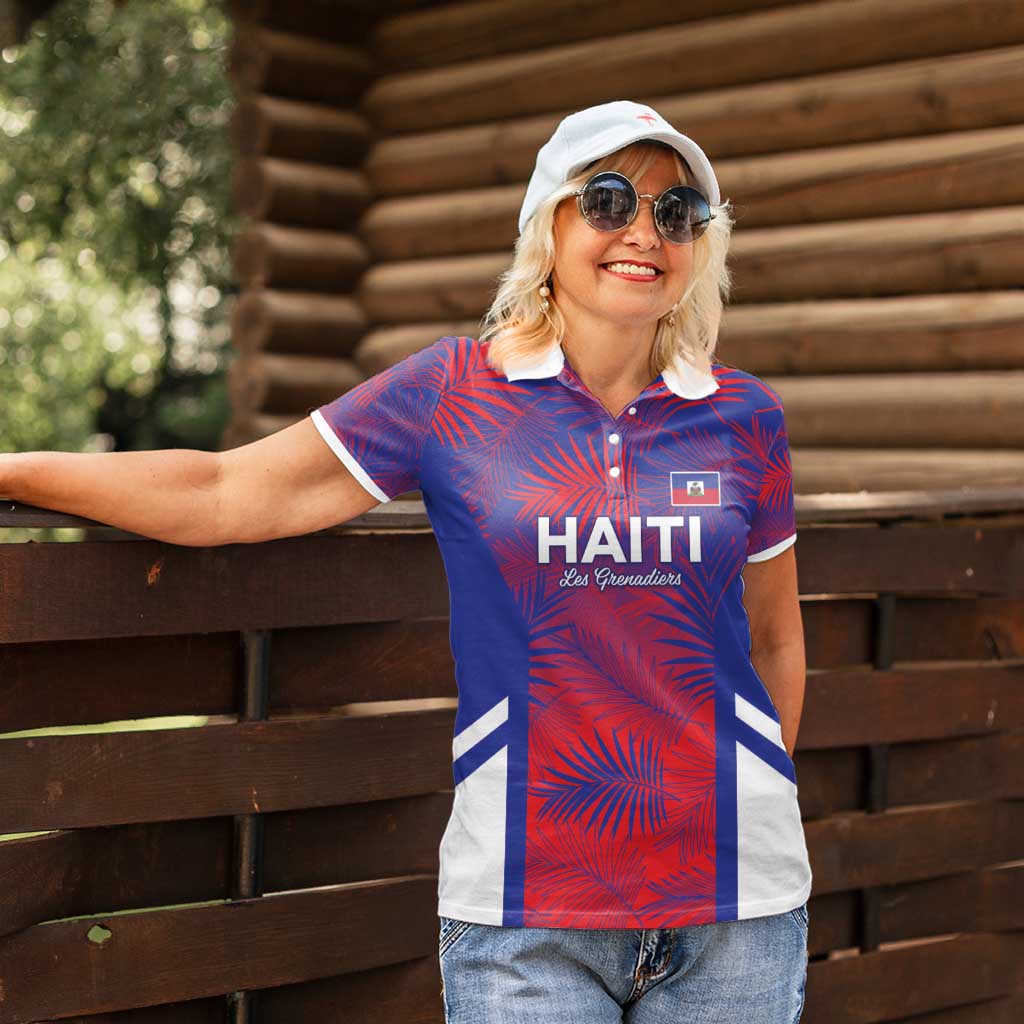 Custom Les Grenadiers Haiti Football Women Polo Shirt Tropical Vibes - Wonder Print Shop