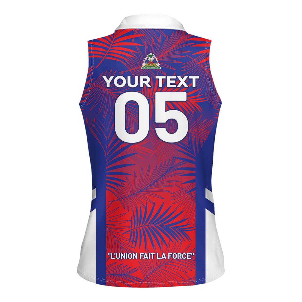 Custom Les Grenadiers Haiti Football Women Sleeveless Polo Shirt Tropical Vibes - Wonder Print Shop
