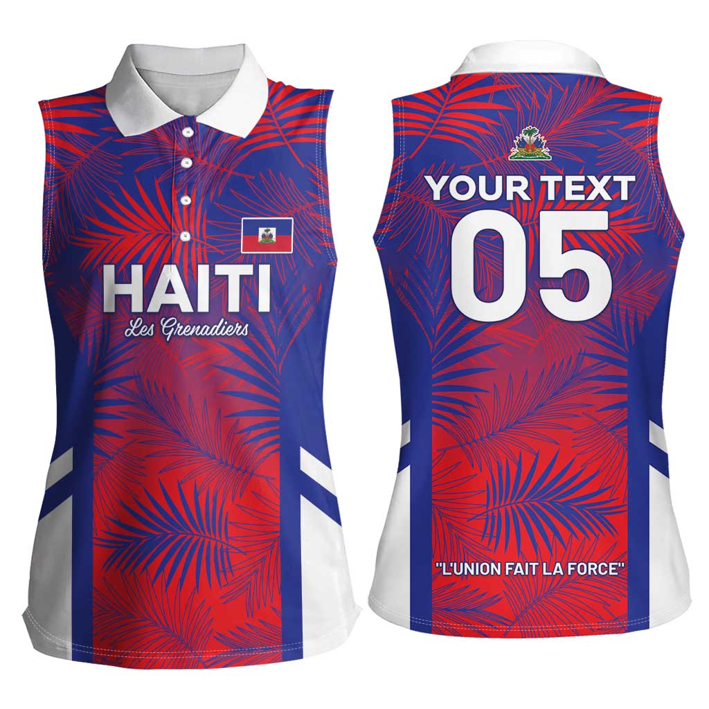 Custom Les Grenadiers Haiti Football Women Sleeveless Polo Shirt Tropical Vibes - Wonder Print Shop