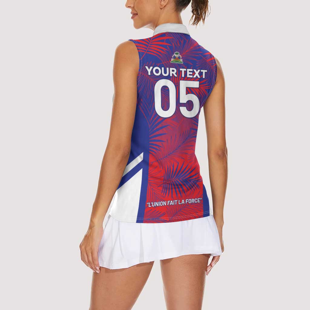 Custom Les Grenadiers Haiti Football Women Sleeveless Polo Shirt Tropical Vibes - Wonder Print Shop