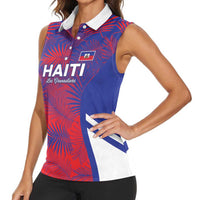 Custom Les Grenadiers Haiti Football Women Sleeveless Polo Shirt Tropical Vibes - Wonder Print Shop