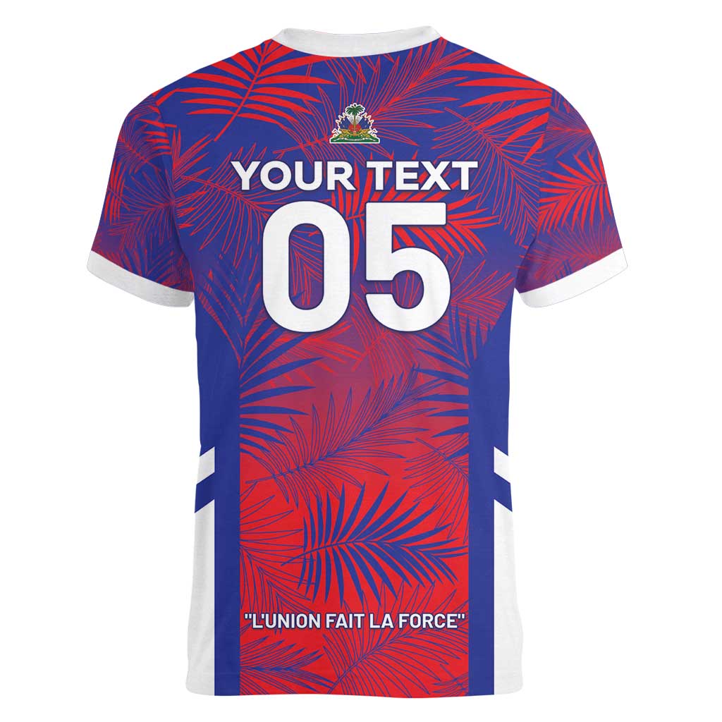 Custom Les Grenadiers Haiti Football Women V-Neck T-Shirt Tropical Vibes - Wonder Print Shop