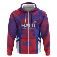Custom Les Grenadiers Haiti Football Zip Hoodie Tropical Vibes - Wonder Print Shop