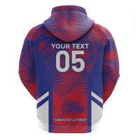 Custom Les Grenadiers Haiti Football Zip Hoodie Tropical Vibes - Wonder Print Shop