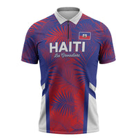 Custom Les Grenadiers Haiti Football Zipper Polo Shirt Tropical Vibes - Wonder Print Shop