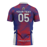 Custom Les Grenadiers Haiti Football Zipper Polo Shirt Tropical Vibes - Wonder Print Shop