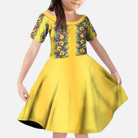 Aloha Hawaii Mardi Gras Kid Short Sleeve Dress Gold Style
