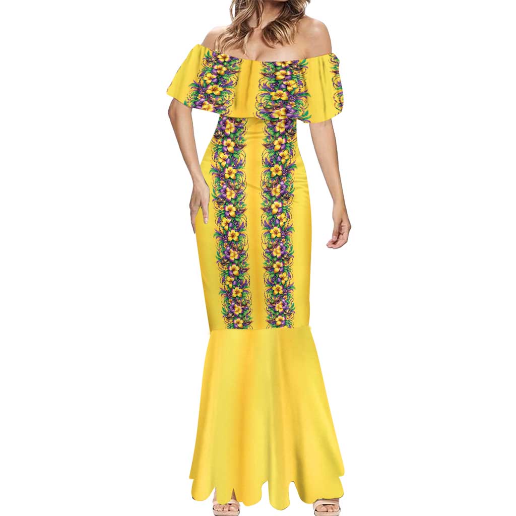 Aloha Hawaii Mardi Gras Mermaid Dress Gold Style
