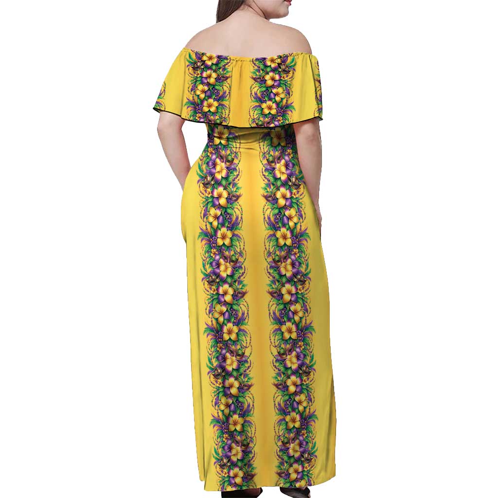 Aloha Hawaii Mardi Gras Off Shoulder Maxi Dress Gold Style