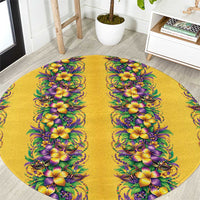 Aloha Hawaii Mardi Gras Round Carpet Gold Style