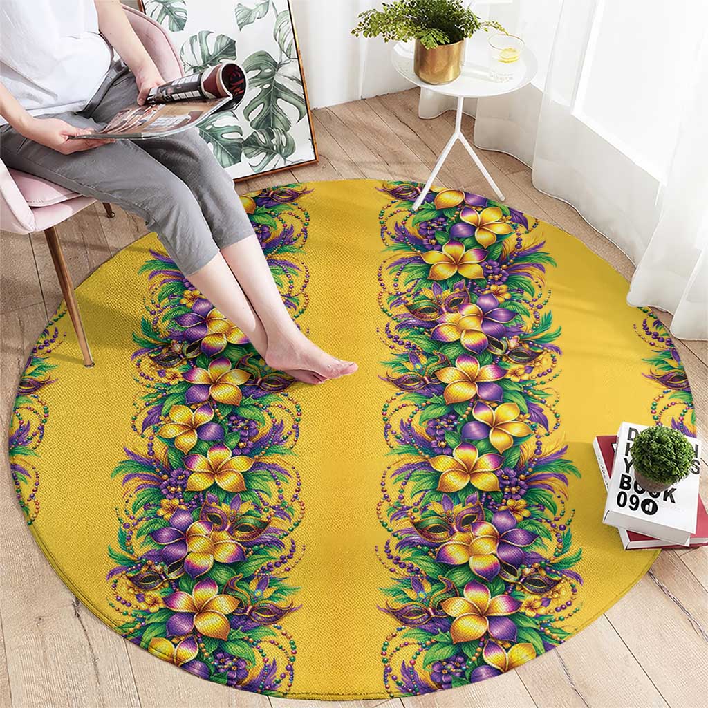 Aloha Hawaii Mardi Gras Round Carpet Gold Style