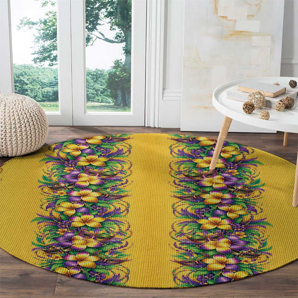 Aloha Hawaii Mardi Gras Round Carpet Gold Style