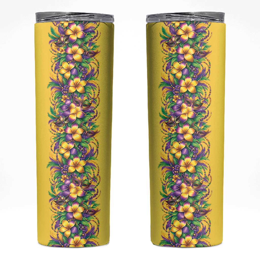Aloha Hawaii Mardi Gras Skinny Tumbler Gold Style