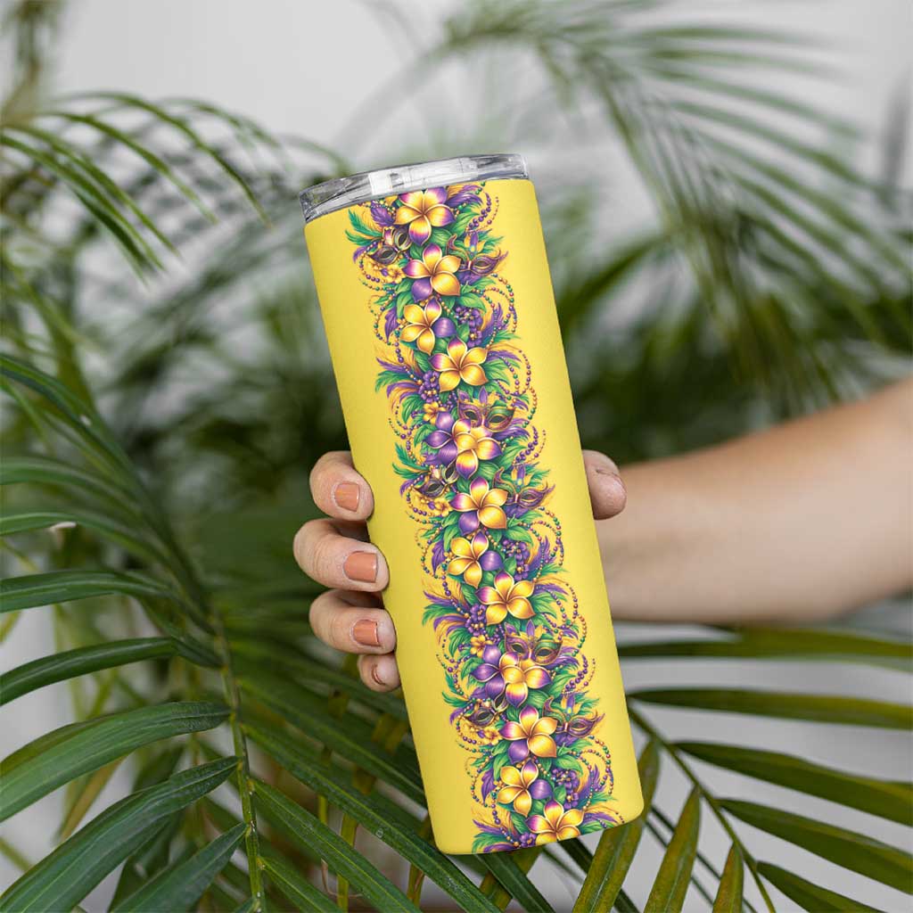 Aloha Hawaii Mardi Gras Skinny Tumbler Gold Style