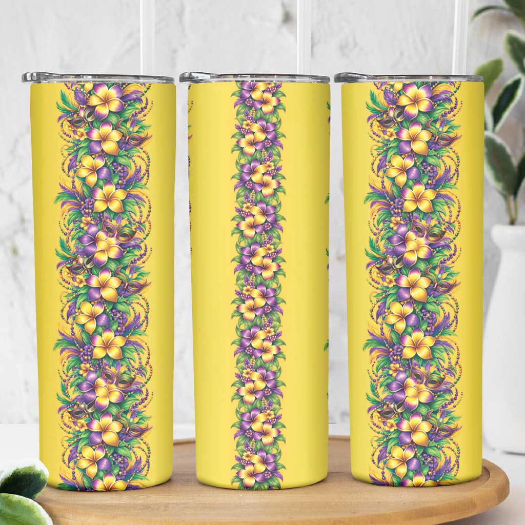 Aloha Hawaii Mardi Gras Skinny Tumbler Gold Style