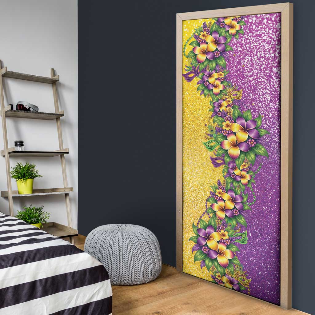 Hawaii Mardi Gras Door Cover Plumeria Lei Beads Glitter Style