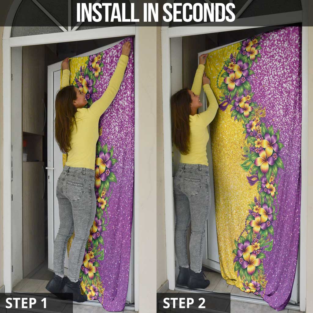 Hawaii Mardi Gras Door Cover Plumeria Lei Beads Glitter Style