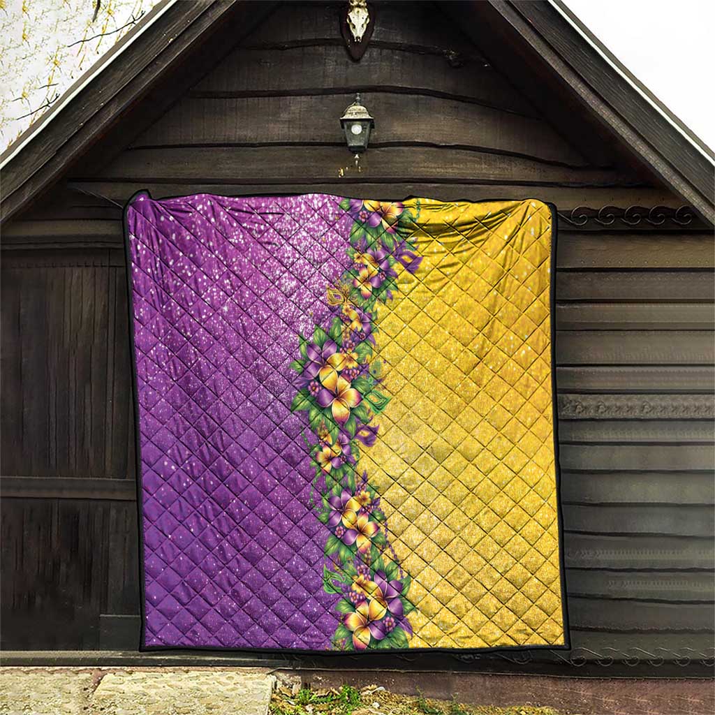 Hawaii Mardi Gras Quilt Plumeria Lei Beads Glitter Style