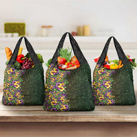 Hawaii Mardi Gras Grocery Bag Tropical Flowers Glitter Style