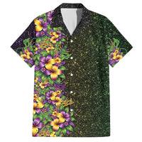 Hawaii Mardi Gras Hawaiian Shirt Tropical Flowers Glitter Style