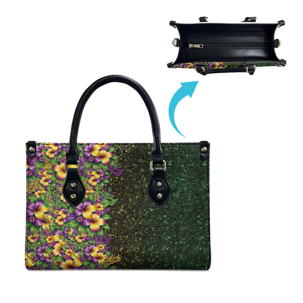 Hawaii Mardi Gras Leather Bag Tropical Flowers Glitter Style