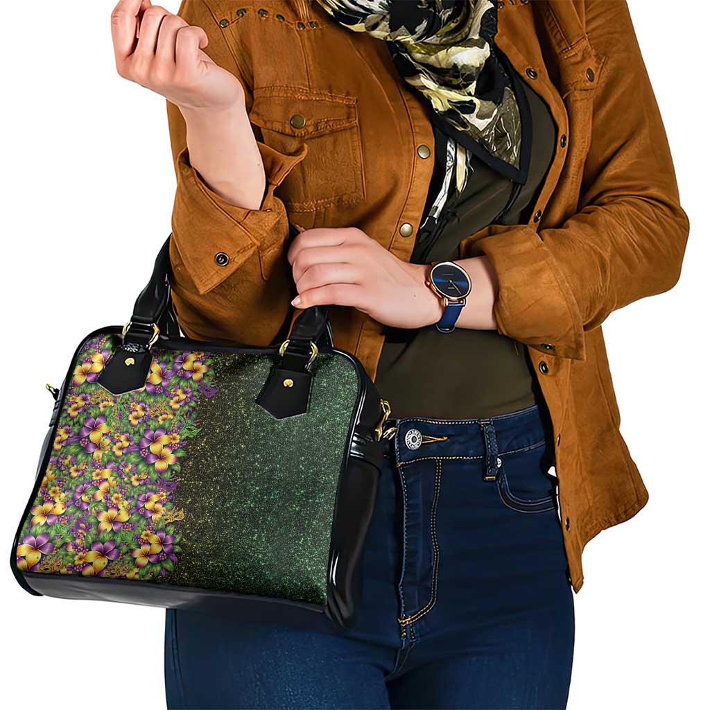 Hawaii Mardi Gras Shoulder Handbag Tropical Flowers Glitter Style