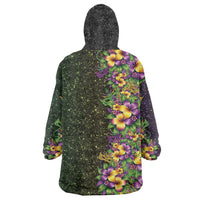 Hawaii Mardi Gras Wearable Blanket Hoodie Tropical Flowers Glitter Style