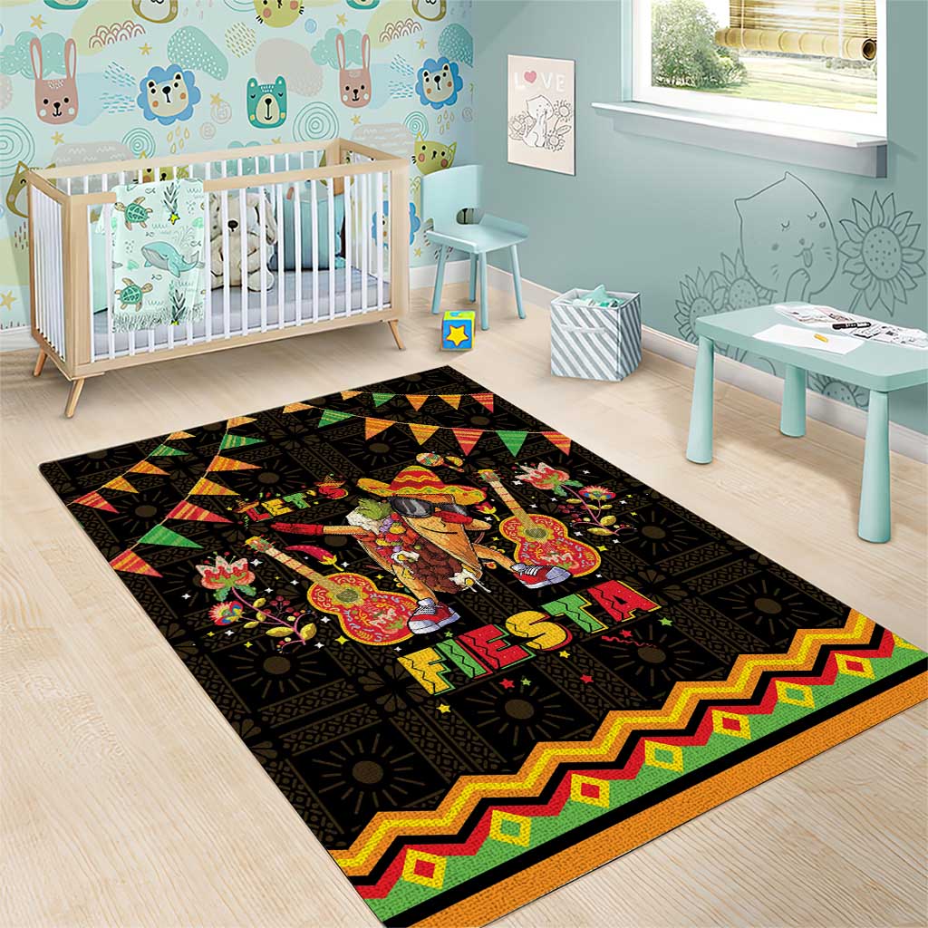 Mexico Cinco De Mayo Area Rug Let's Fiesta Dabbing Taco
