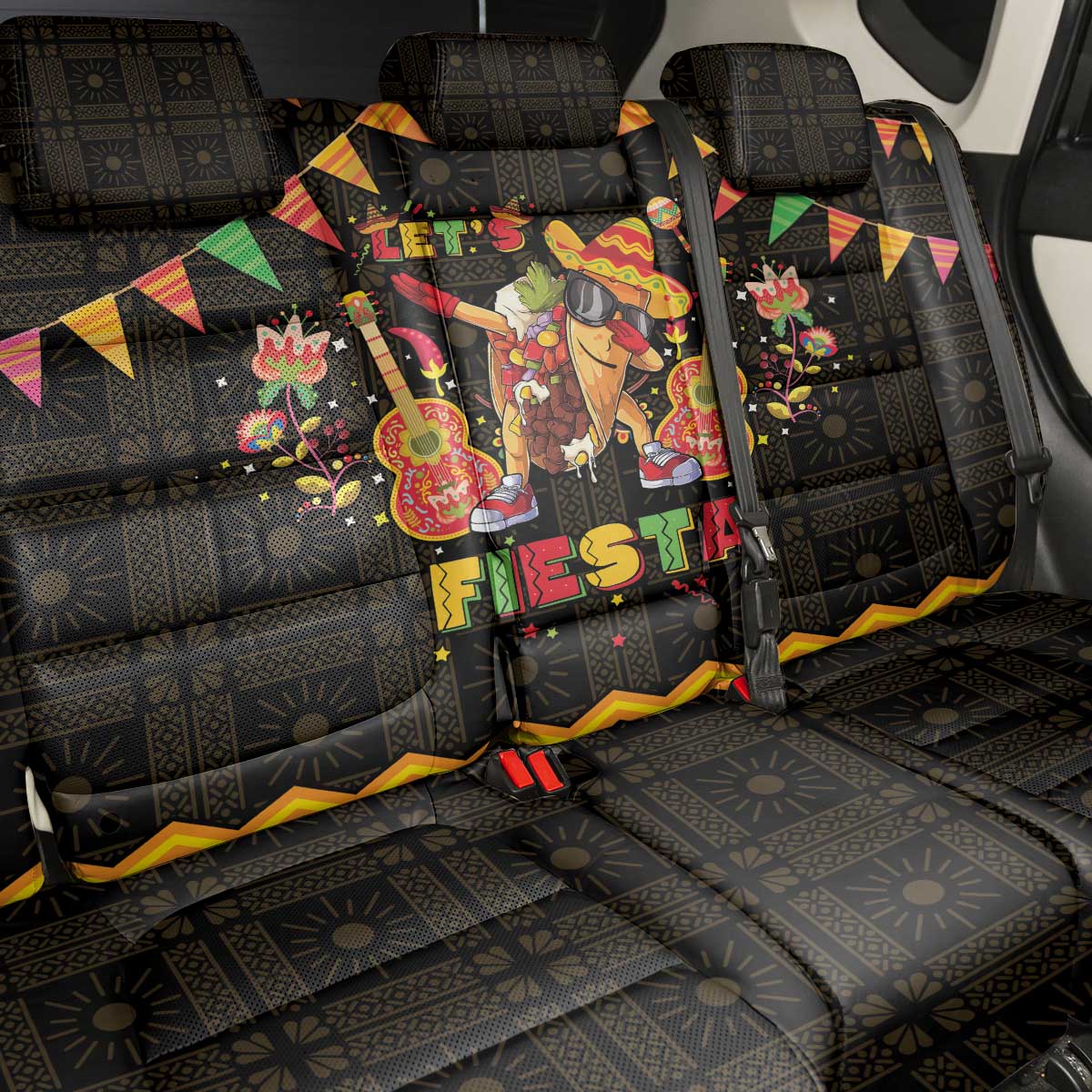 Mexico Cinco De Mayo Back Car Seat Cover Let's Fiesta Dabbing Taco