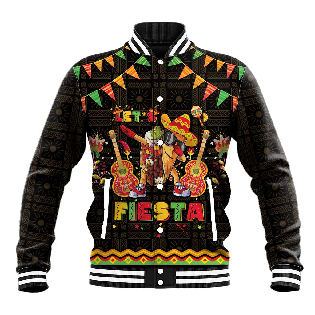 Mexico Cinco De Mayo Baseball Jacket Let's Fiesta Dabbing Taco