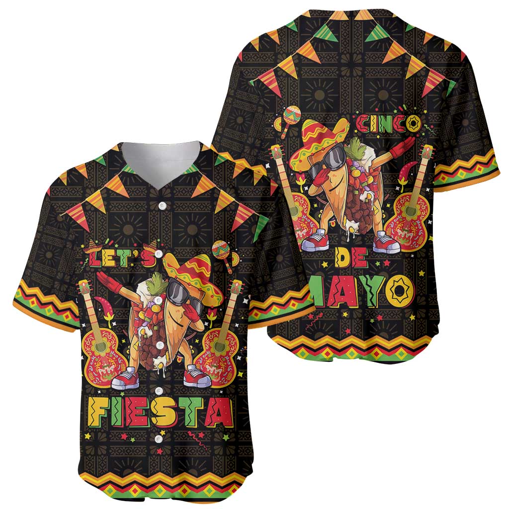 Mexico Cinco De Mayo Baseball Jersey Let's Fiesta Dabbing Taco