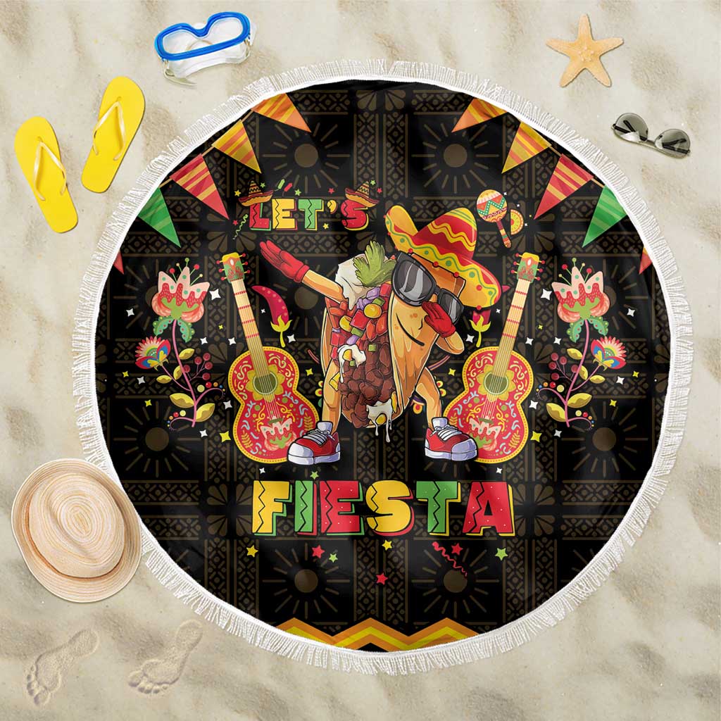 Mexico Cinco De Mayo Beach Blanket Let's Fiesta Dabbing Taco