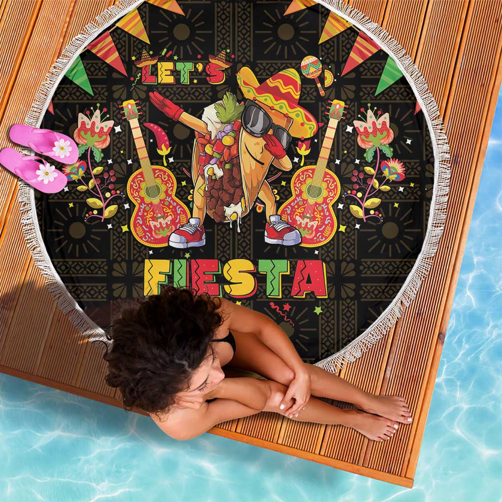 Mexico Cinco De Mayo Beach Blanket Let's Fiesta Dabbing Taco