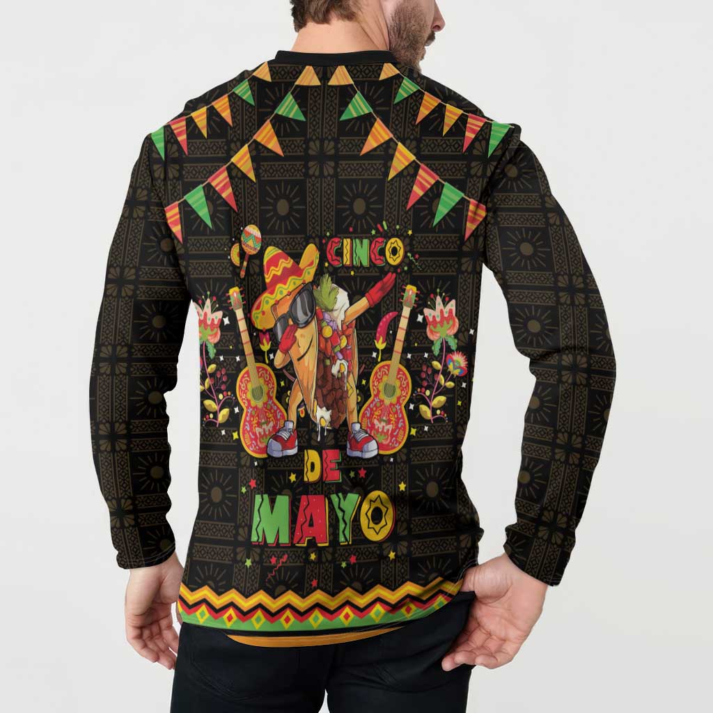 Mexico Cinco De Mayo Button Sweatshirt Let's Fiesta Dabbing Taco