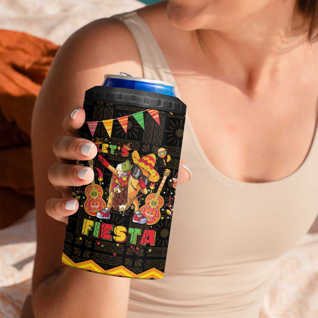 Mexico Cinco De Mayo 4 in 1 Can Cooler Tumbler Let's Fiesta Dabbing Taco