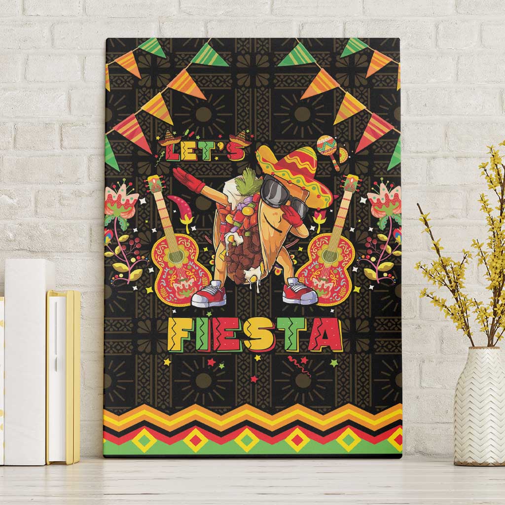 Mexico Cinco De Mayo Canvas Wall Art Let's Fiesta Dabbing Taco