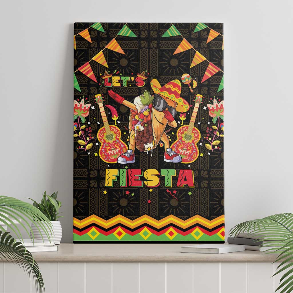 Mexico Cinco De Mayo Canvas Wall Art Let's Fiesta Dabbing Taco