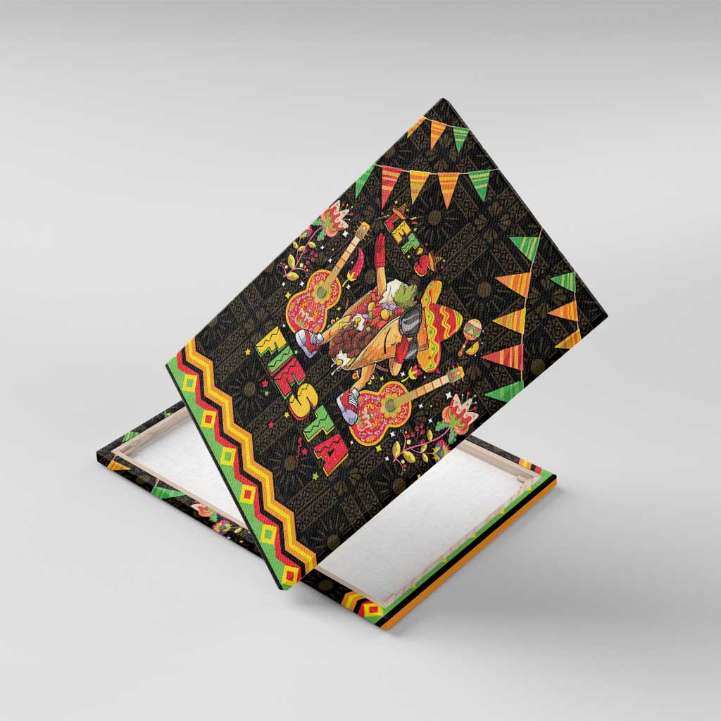 Mexico Cinco De Mayo Canvas Wall Art Let's Fiesta Dabbing Taco