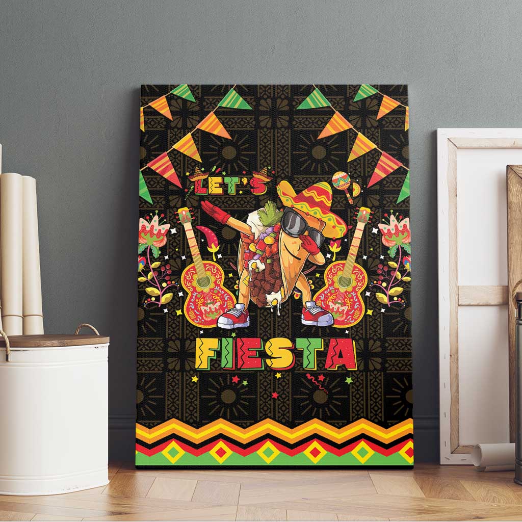Mexico Cinco De Mayo Canvas Wall Art Let's Fiesta Dabbing Taco