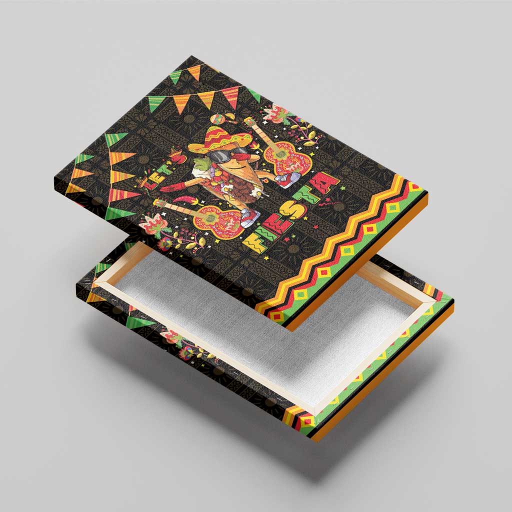 Mexico Cinco De Mayo Canvas Wall Art Let's Fiesta Dabbing Taco