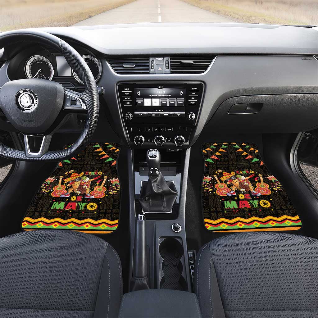 Mexico Cinco De Mayo Car Mats Let's Fiesta Dabbing Taco