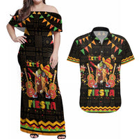 Mexico Cinco De Mayo Couples Matching Off Shoulder Maxi Dress and Hawaiian Shirt Let's Fiesta Dabbing Taco