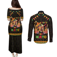 Mexico Cinco De Mayo Couples Matching Puletasi and Long Sleeve Button Shirt Let's Fiesta Dabbing Taco
