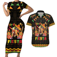 Mexico Cinco De Mayo Couples Matching Short Sleeve Bodycon Dress and Hawaiian Shirt Let's Fiesta Dabbing Taco