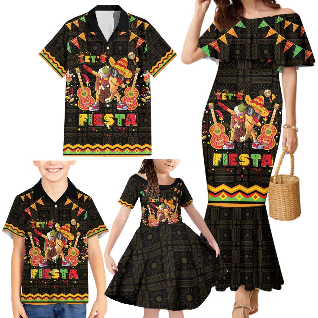 Mexico Cinco De Mayo Family Matching Mermaid Dress and Hawaiian Shirt Let's Fiesta Dabbing Taco