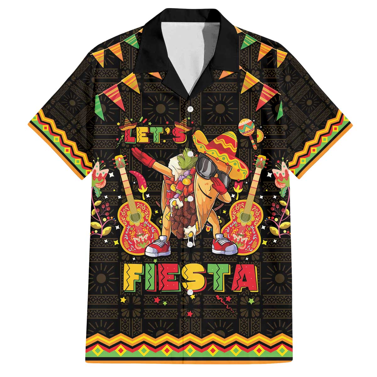 Mexico Cinco De Mayo Family Matching Off The Shoulder Long Sleeve Dress and Hawaiian Shirt Let's Fiesta Dabbing Taco