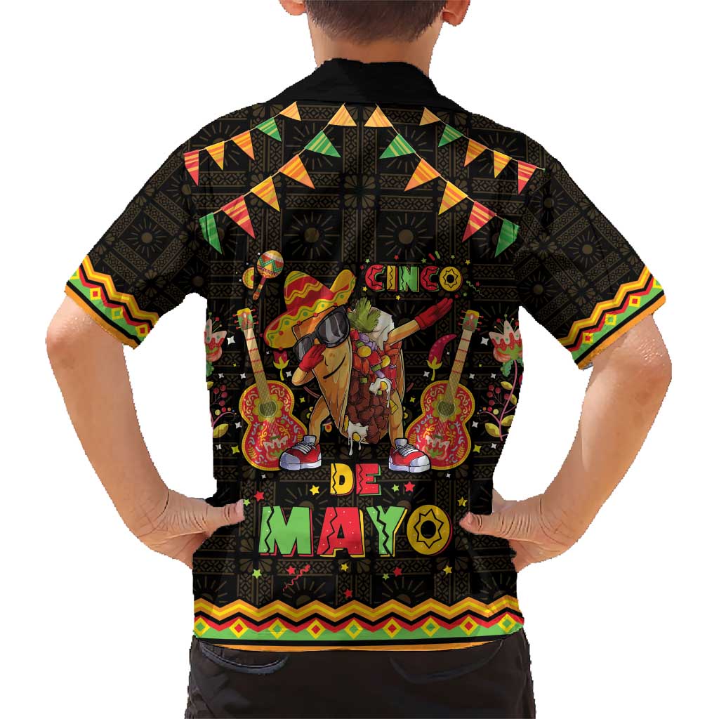 Mexico Cinco De Mayo Family Matching Short Sleeve Bodycon Dress and Hawaiian Shirt Let's Fiesta Dabbing Taco